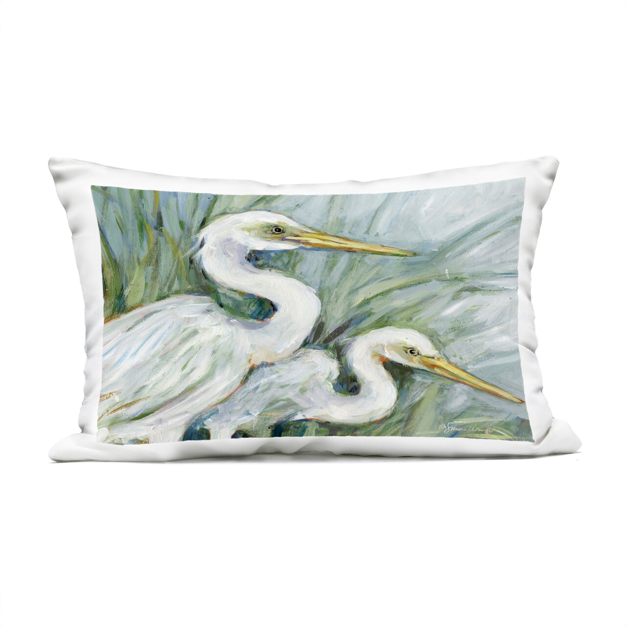 Stupell Industries White Herons Habitat Outdoor Printed Pillow, design by Susan Winget, 14 x 7 x 20
